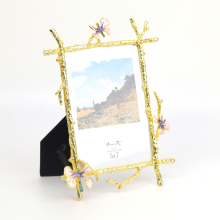 Modern Luxury Golden Side Pink Butterfly Picture Photo Frame for Model Room Home Decor